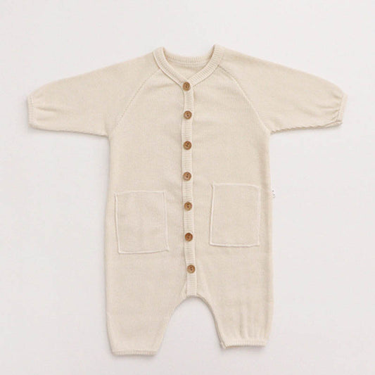 Unisex Baby Waffle Cardigan Jumpsuit