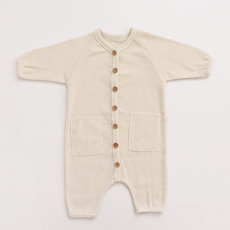 Unisex Baby Waffle Cardigan Jumpsuit