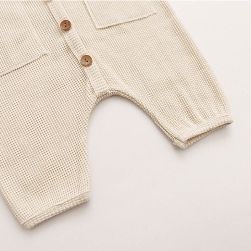 Unisex Baby Waffle Cardigan Jumpsuit