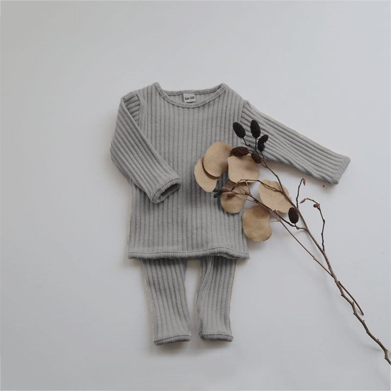 Autumn Pajamas Set-Stone Gray