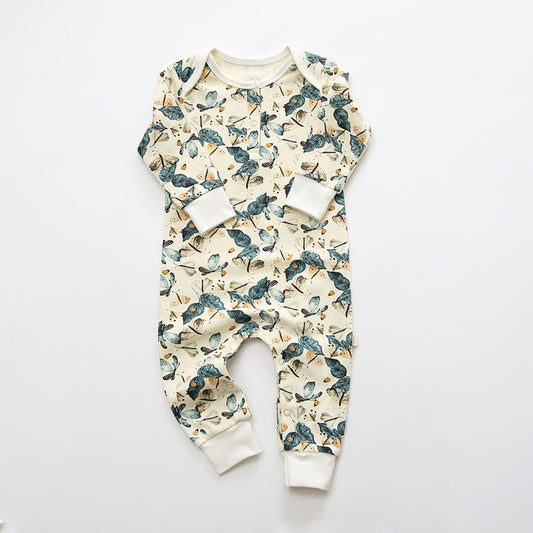 Baby Girls Cotton Floral Jumpsuit-Butterflies