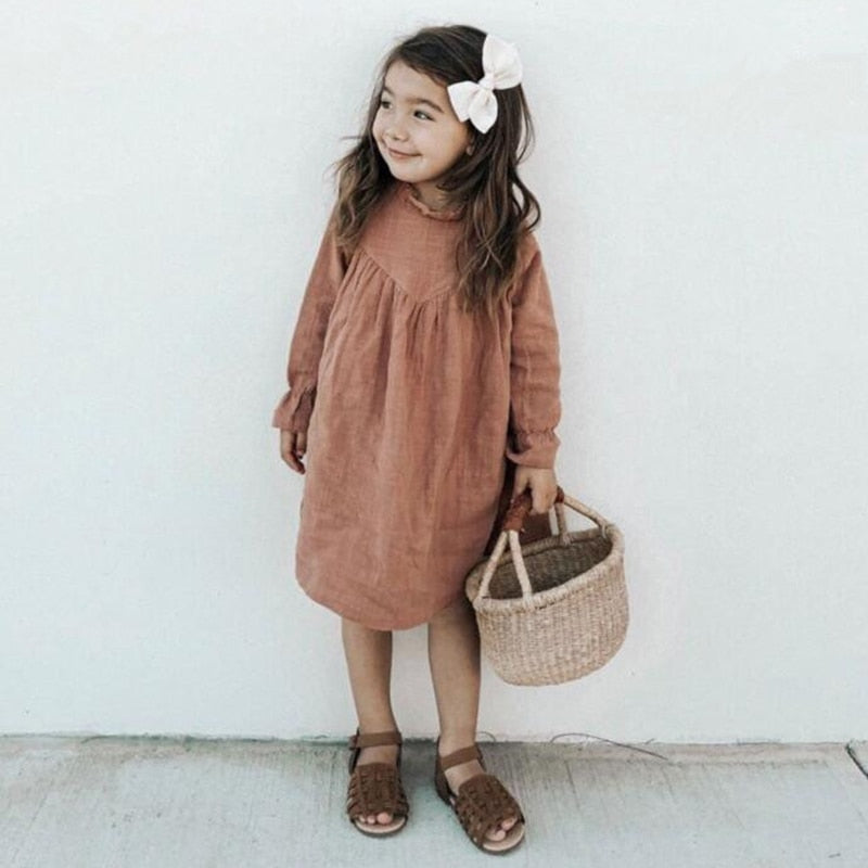 Girls Linen Autumn Dress