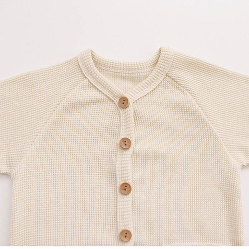 Unisex Baby Waffle Cardigan Jumpsuit