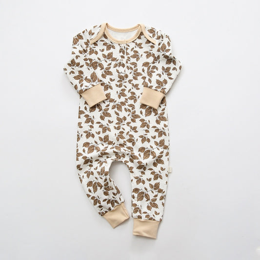 Unisex Baby Cotton Jumpsuit-Autumn Leaf