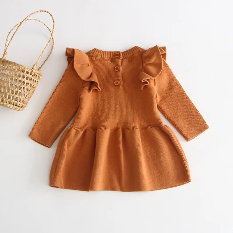 Girls Knit Sweater Dress- Pumpkin