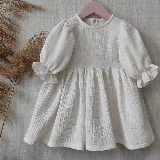 White Muslin Baby Girls Dress