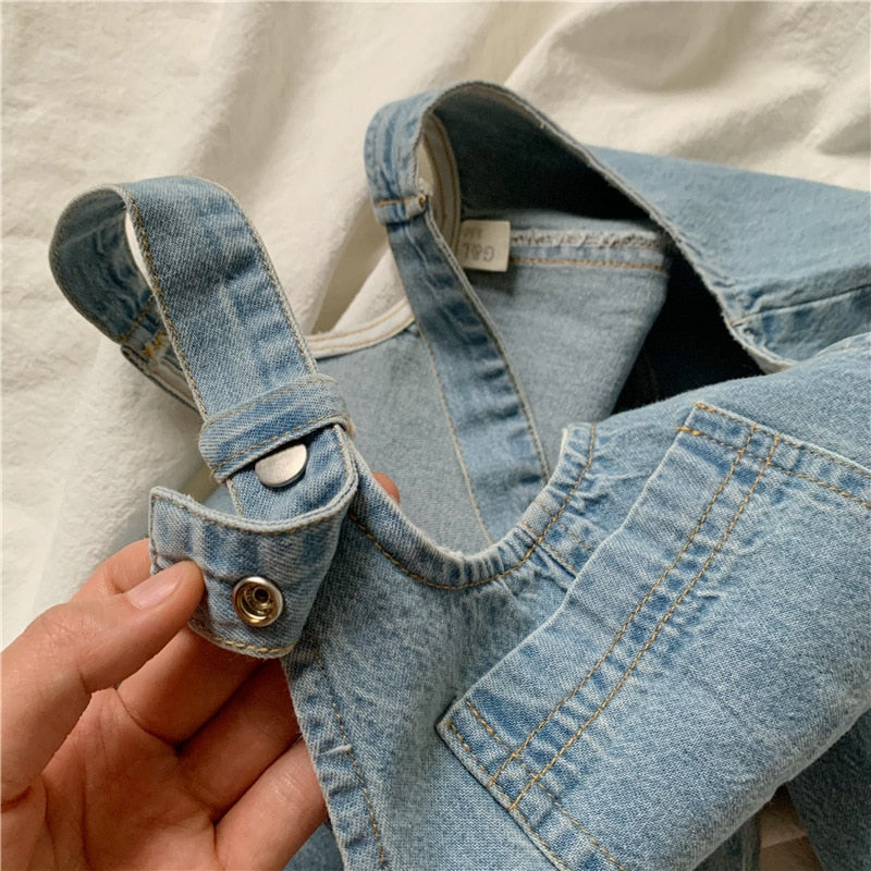 Boys Loose Overalls Cotton Denim