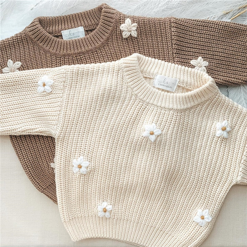 Girls Daisy Knit Sweater