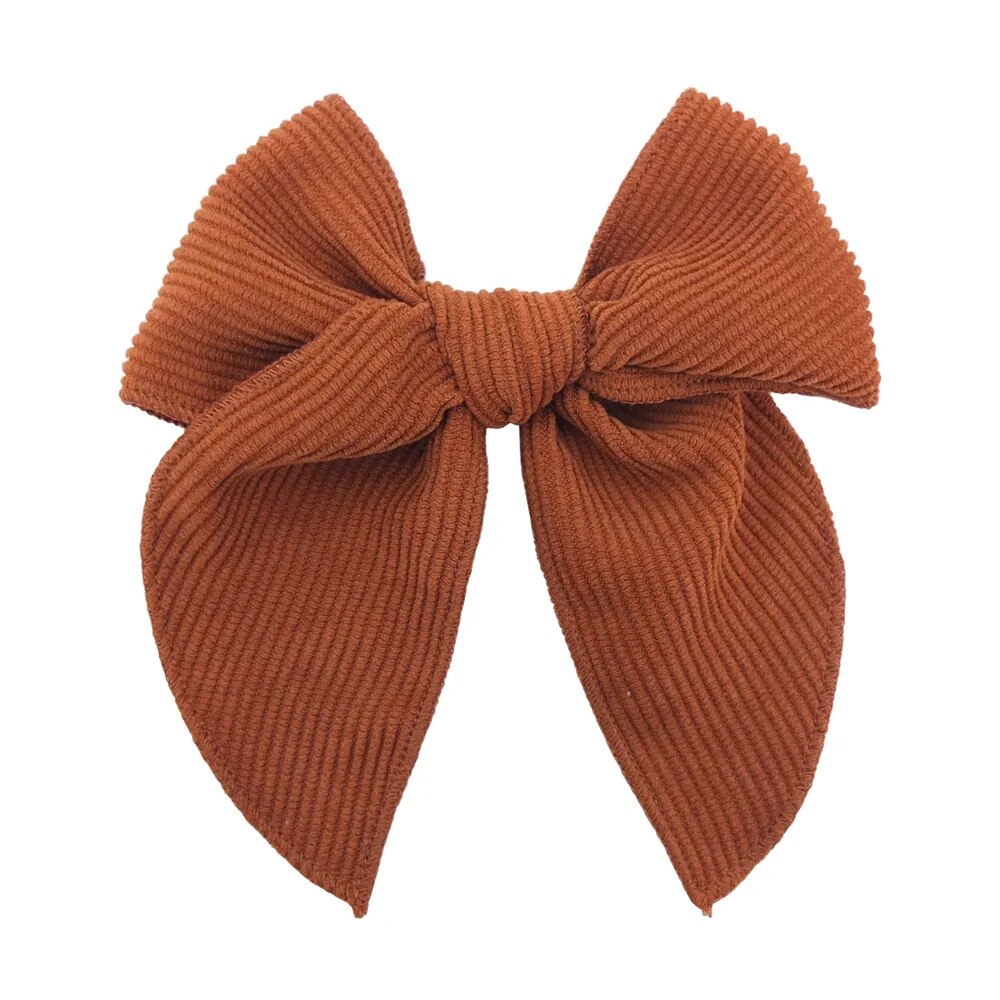 Corduroy Fable Bow Hair Clip-Pumpkin