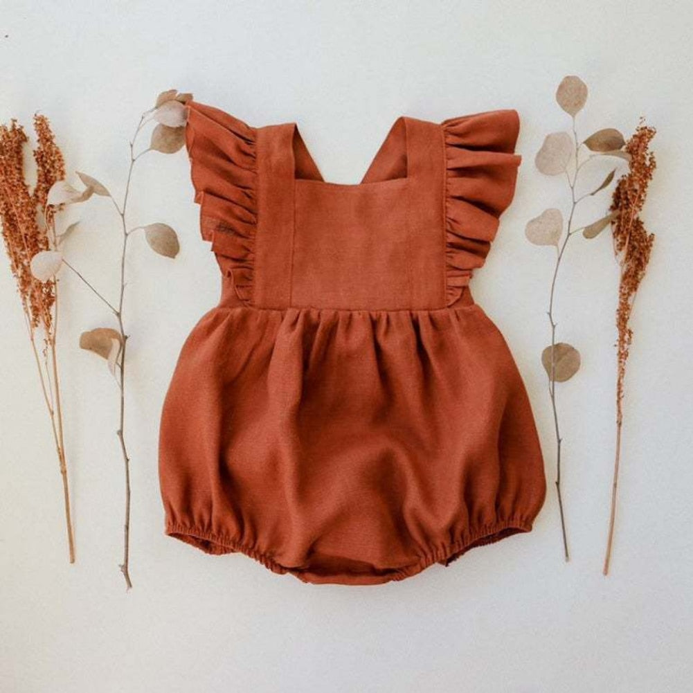 Baby Girls Ruffle Romper -Pumpkin