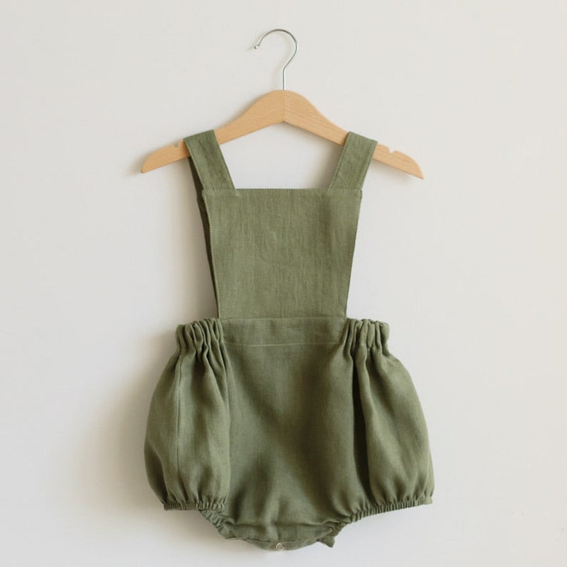 Baby  Cotton Linen Romper-Khaki