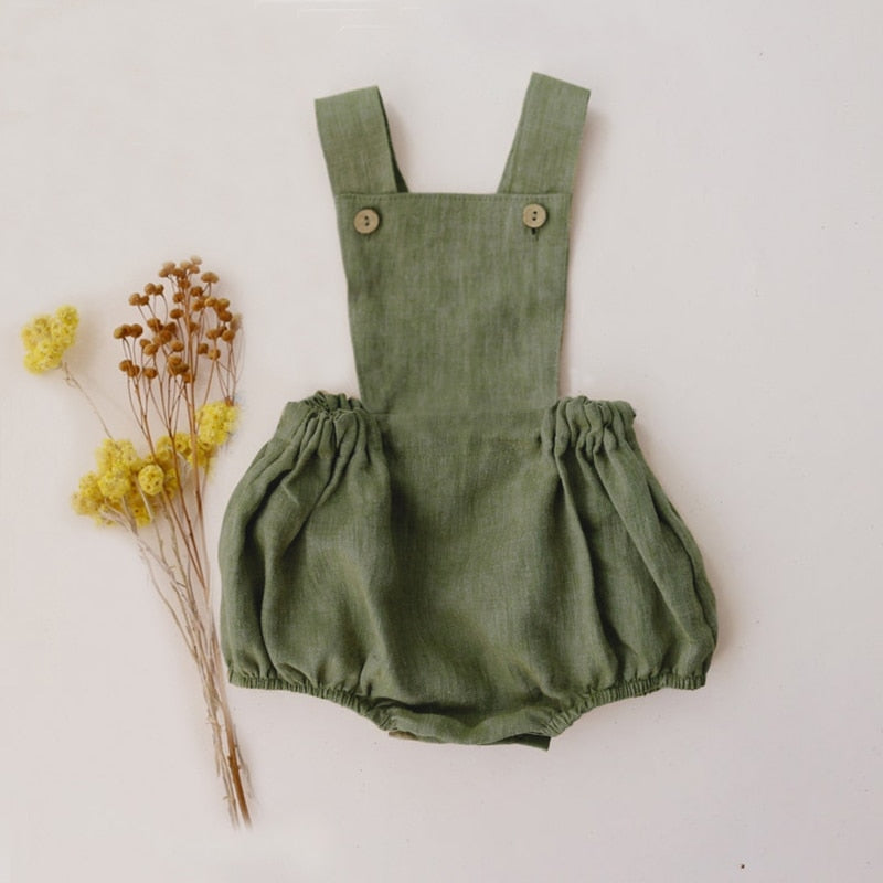 Baby  Cotton Linen Romper-Khaki