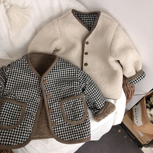 Autumn Plaid Two Sided Plush Jacket