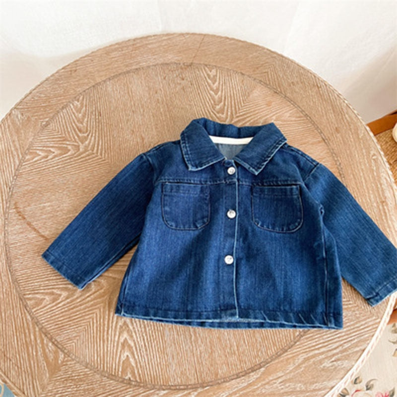 Boys long-sleeved denim shirt jacket two-piece suit