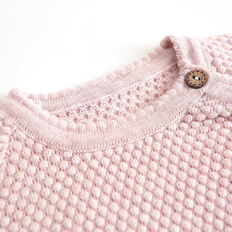 Cotton Knit Sweater Set-Stone