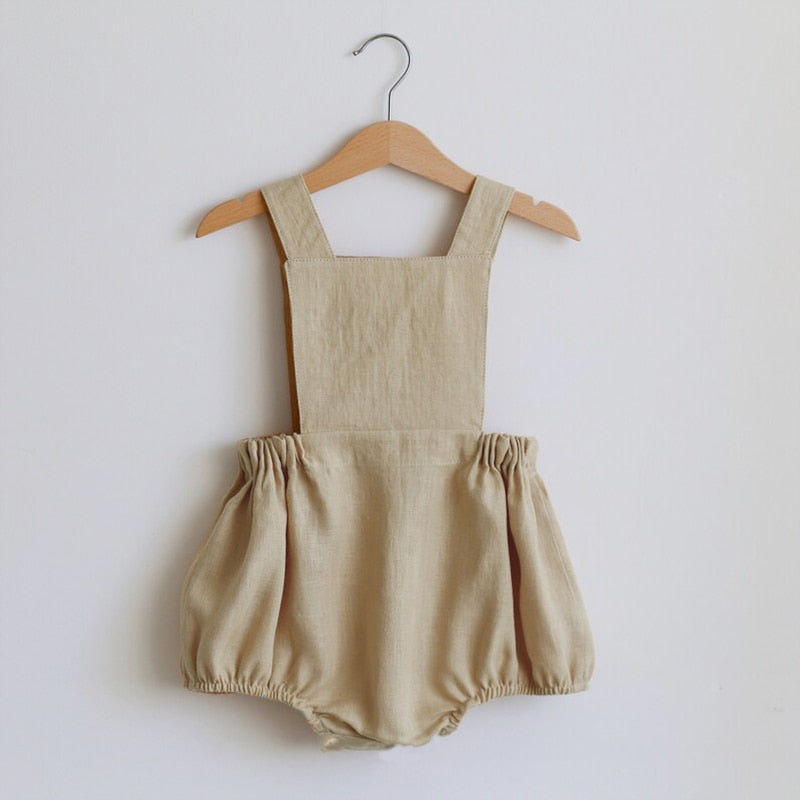 Baby  Cotton Linen Romper-Khaki