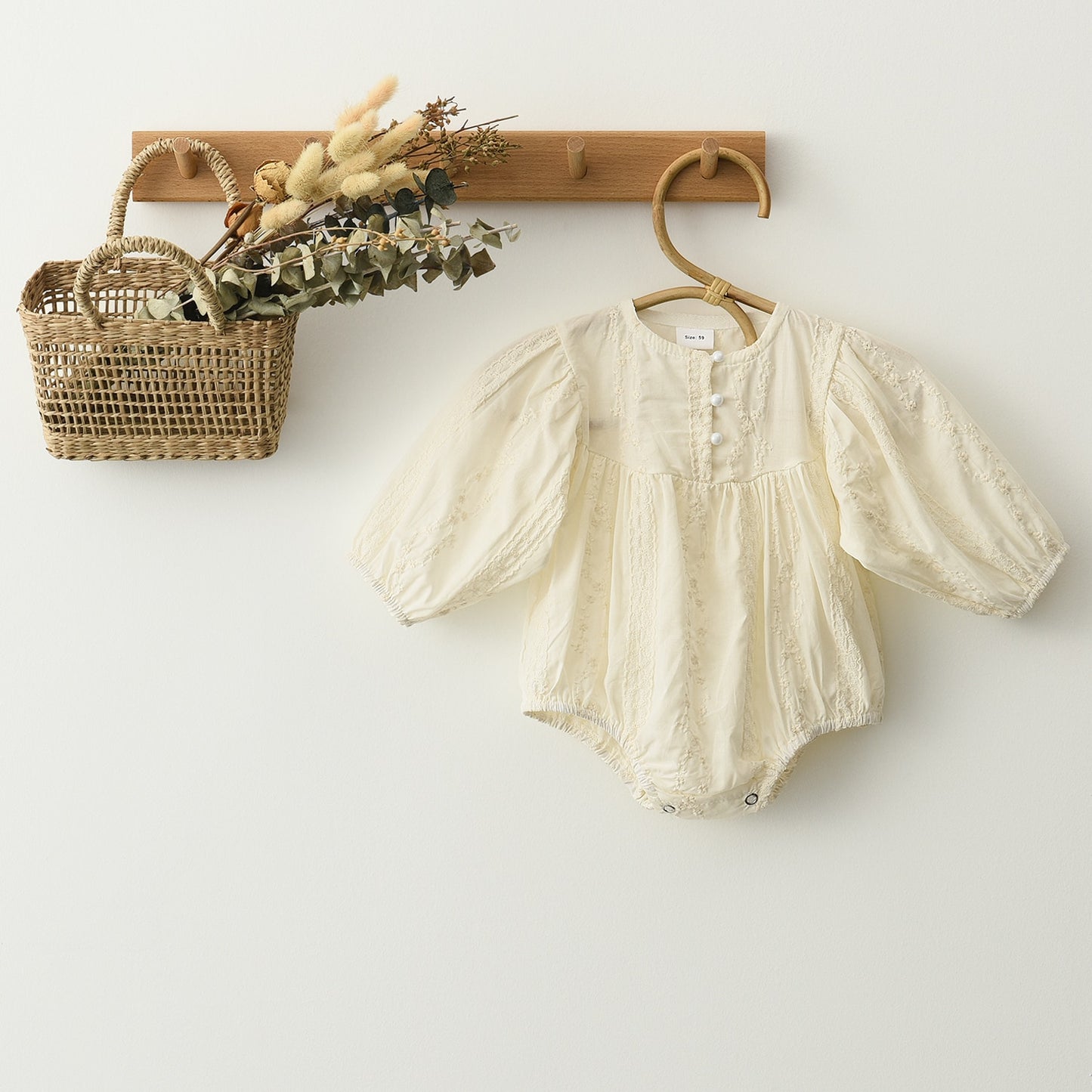 Baby Girl Cotton Lace Onepiece -Ivory