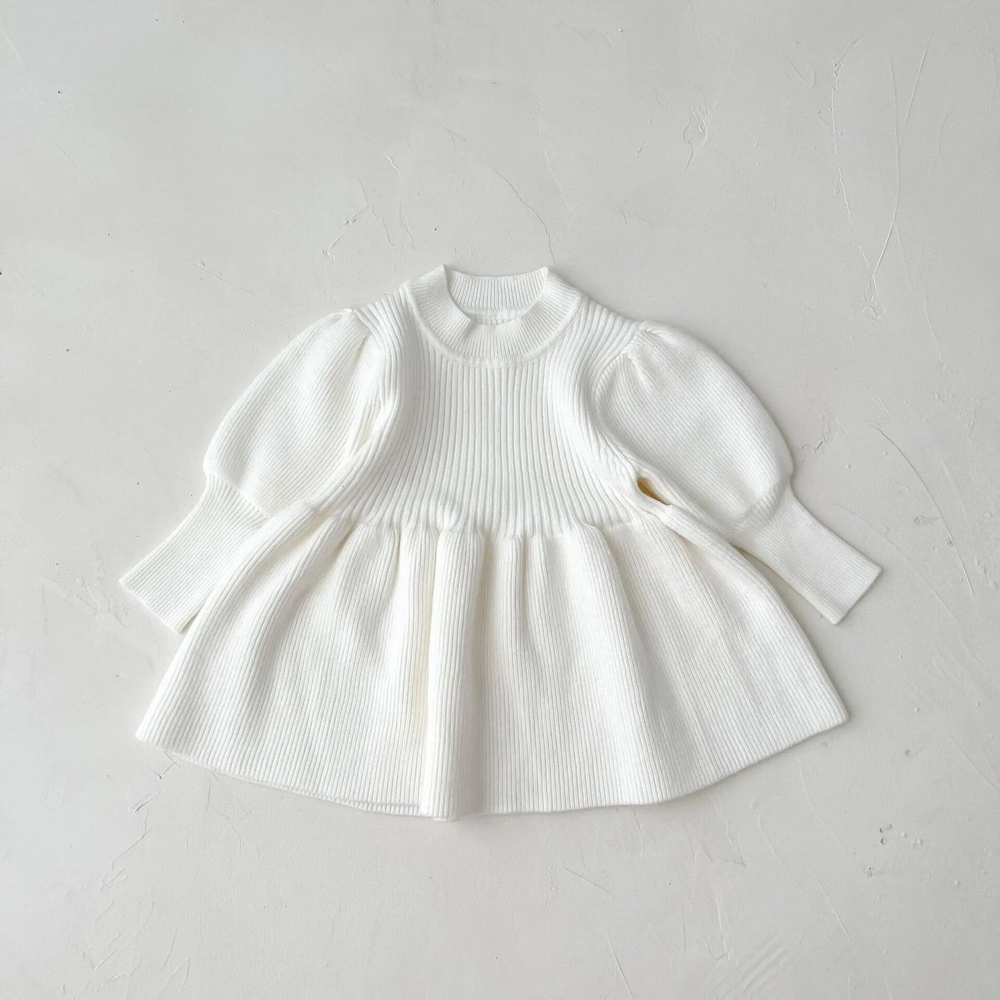 Girls Knit Dress- White