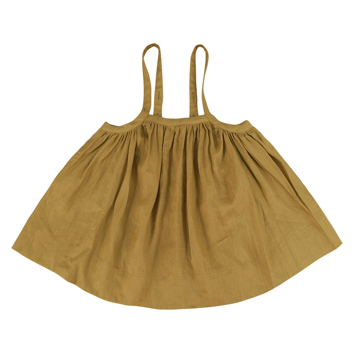 Baby Girl Green Cotton Ruffle Suspender Skirt-Mustard