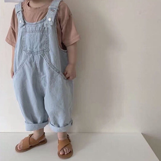 Boys Loose Overalls Cotton Denim