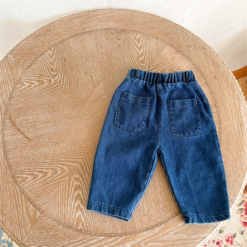 Boys long-sleeved denim shirt jacket two-piece suit